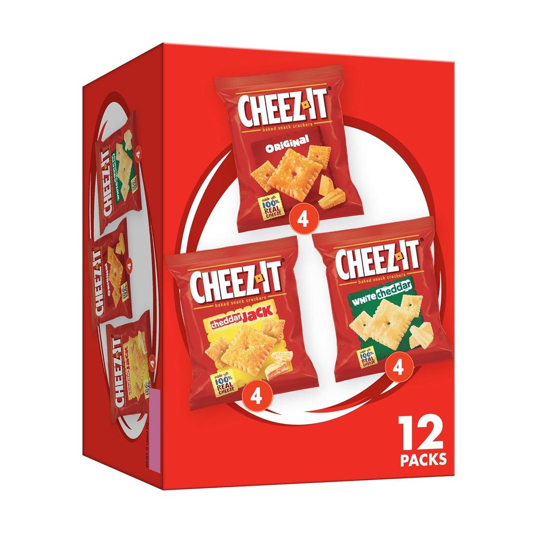 Cheez-It Cheese Crackers, Baked Snack Crackers, Lunch Snacks, Variety Pack, 12.1oz Box (12 Packs) (EXP 02/03/26)