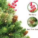 Christmas Tree 30 inch Prelit 2 Set Pathway Porch Christmas Trees Pre-Light LED Battery Operated Outdoor Xmas Decor for Entrance Driveway, Yard, Garden, Red Berries, Pine Cones