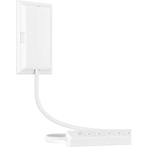 Terficer Outlet Cover Extension Cord 6 Feet, Ultra-Thin Outlet Concealer with Flat Plug Power Strip 5 AC Outlets, Childproof Flat Extension Cord Outlet Cover, 1875W for Kitchen, Home, Office