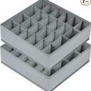 Joyoldelf Sock Drawer Organizer Divider 2 Packs Underwear Organizer, 24 Cell Closet Organizers and Storage Organizer Sock Holders Organizers for Storing Socks, Handkerchiefs, Ties, Belts (Grey)