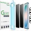 AmFilm Auto-Alignment OneTouch for Samsung Galaxy S26 6.3'' Privacy Screen Protector + Camera Lens Protector, Tempered Glass, 30 Seconds Installation, Bubble Free, Privacy Protection 2+2 Pack