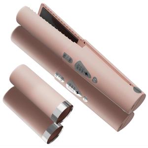 Cordless Hair Straightener, Portable with Safety Lock for Travel, 4500mAh Rechargeable Straightener for All Hair Types, Fast Heating 3 Temperature Settings (Pink)