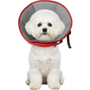 Dog Cone Collar After Surgery, Adjustable Soft Recovery Cone for Small Dogs to Stop Licking, Light-Weight Comfortable Elizabethan Collar for Dogs Anti-Bite Lick Protective Wound, S(Neck Girth:9.45"-11.81"), Red)