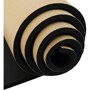 3/4''T x 12''W x 59''L Neoprene Sponge Foam Rubber Sheet Roll with Self-Adhesive Easy Cut DIY Adhesive Padding Perfect Cosplay Multi-Function Soundproof, Black
