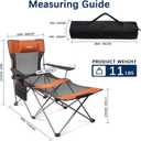 apollo walker Reclining Beach Chair, Adjustable 90-135 Backrest Camping Lounge Chairs for Adults, Folding Chair with Foot Rest & Detachable Pillow - Standard 6-Leg, Orange