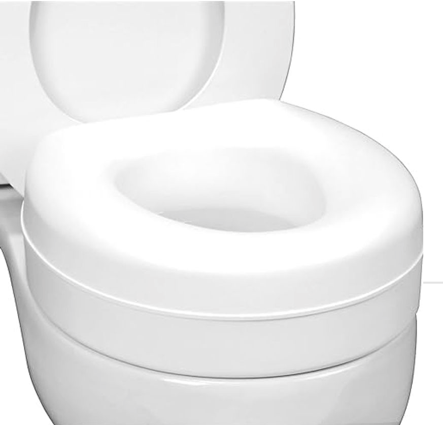 HealthSmart Raised Toilet Seat Riser That Fits Most Standard (Round) Toilet Bowls for Enhanced Comfort and Elevation with Slip Resistant Pads