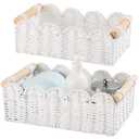 Storage Basket Wicker Baskets for Organizing Toilet Paper Storage Basket for Toilet Tank Top,White