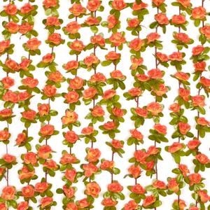 BLEUM CADE 2Pcs 16.4Ft Flowers Garland Artificial Rose Vines for Bedroom, Cute Fake Hanging Flower Vines Floral Garland Decorations for Wedding Party Wall Room Decor Aesthetic (2 Pcs, Orange)