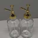 Molimoli Syrup Dispenser for Coffee Bars, Glass Syrup Bottle w. Pump, 16.9 oz 500 ml, Set of 2, Gold Upgraded Dispenser