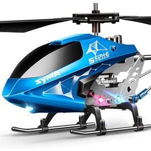 SYMA Remote Control Helicopter, S107H-E Aircraft with Altitude Hold, One Key take Off/Landing, 3.5 Channel, Gyro Stabilizer and High &Low Speed, LED Light for Indoor to Fly for Kid and Beginner Blue