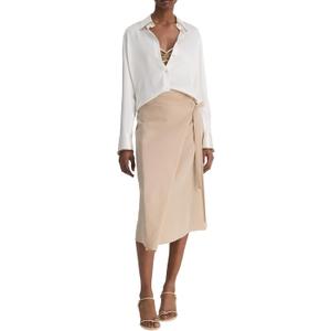 Vince Women's Tipped Slim Blouse (Medium, Off White/Rye)