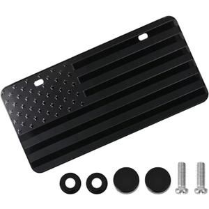 American Front Flag License Plate, Custom Novelty Vintage Aluminum Metal 3D Pfenk License Plate Tag Vanity Gift Patriotic Embossed License Plates 6 x 12 inch, Black