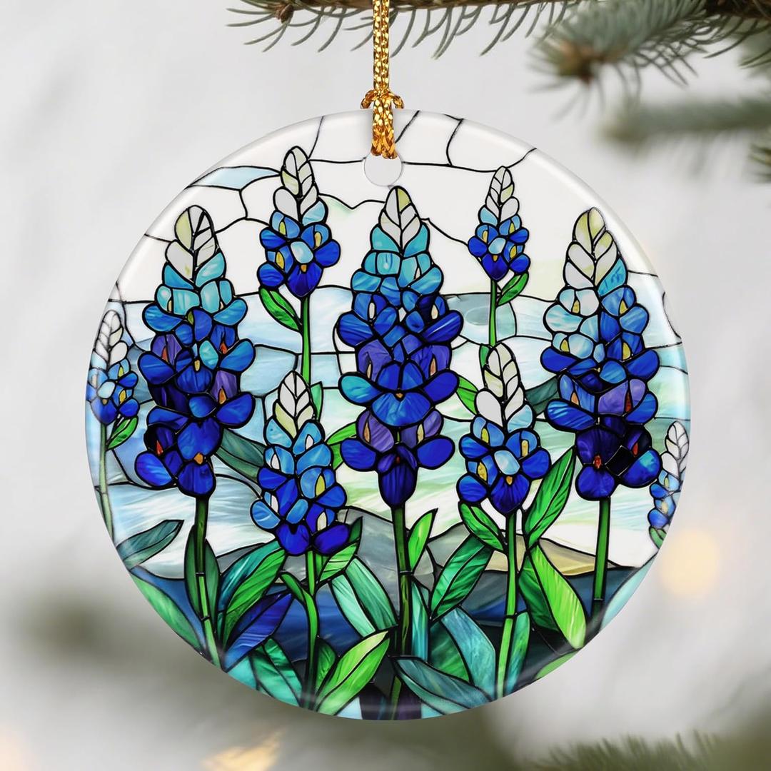 7 x Texas Bluebonnet Ornament, Christmas Ornaments: Christmas Tree Decorations, Holiday Decor, Stocking Stuffers, Gift Ideas, Xmas Gift, Flower Lover Gifts & Gifts for Women
