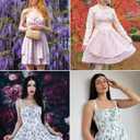 Scarlet Darkness Floral Mini Corset Dress for Women Teen 2026 Summer Spring Flowy A-Line Sundress with Pockets (Blue, S)