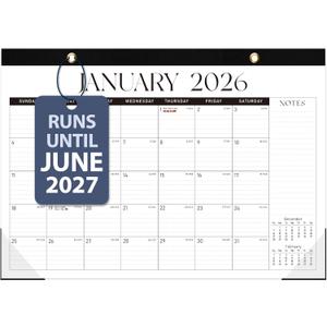 2 x 2026 Desk Calendar, Large Desktop/Wall Monthly Calendar (Jan. 2026 - Jun. 2027) 17'' x 12'' School Year Desk Planner for Teacher Family School Office Supplies (Black)
