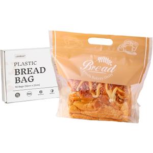 Plastic Bread Bags for Homemade Bread, Freezable Seal Tight Cellophane Bags for Loaves, SourdoughBagels (50 Packs) Orange, Large, Medium, Small