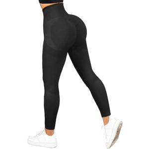SUUKSESS Women Contour Butt Lifting Seamless Leggings Ombre High Waisted Workout Yoga Pants (Black, L)