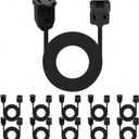 Kanayu 10 Pack 12ft Black Indoor Extension Cord 2 Prong Electric Cord Extender, Wire Plug in and End, Ac 120 Volts, for Outdoor Christmas Connect or Extend String Lights