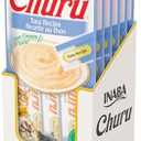 INABA Churu Cat Treats, Grain-Free, Lickable, Squeezable Creamy Purée Cat Treat/Topper with Vitamin E & Taurine, 0.5 Ounces Each Tube, 24 Tubes (4 per Pack), Tuna Recipe, Best By 11/27/2025 