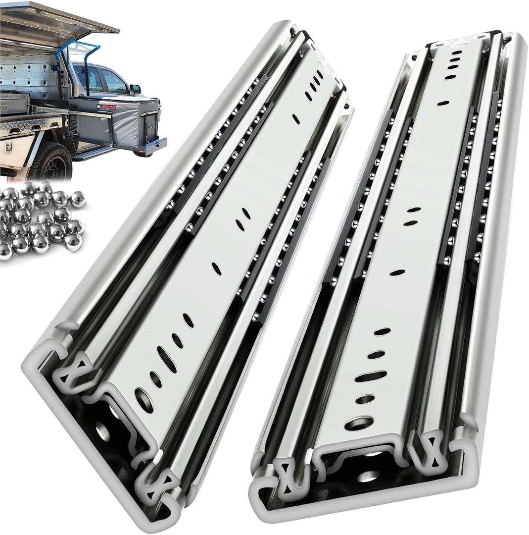Heavy Duty Drawer Slides 12 14 16 18 20 22 24 26 28 30 32 34 36 40 44 48 52 56 60 Inch 460 Lbs Side Mount Full Extension Ball Bearing Rails Rail Tool Box Runner -W:76mm, 22 Inch