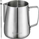 Stainless Steel Milk Frother Cup - Espresso Steaming Pitchers Coffee Foam Making Pitcher Latte Art Froth Cup Steaming Jug Cappuccino Hot Chocolate 20 Oz (600ml) (01 Silver)