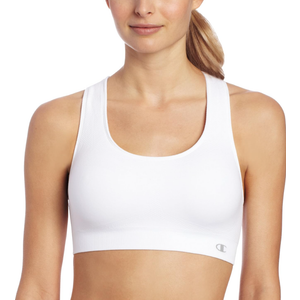 Champion Women's The Infinity Racerback Sports Bra, Moderate Support, Seamless, Moisture Wicking, White, S