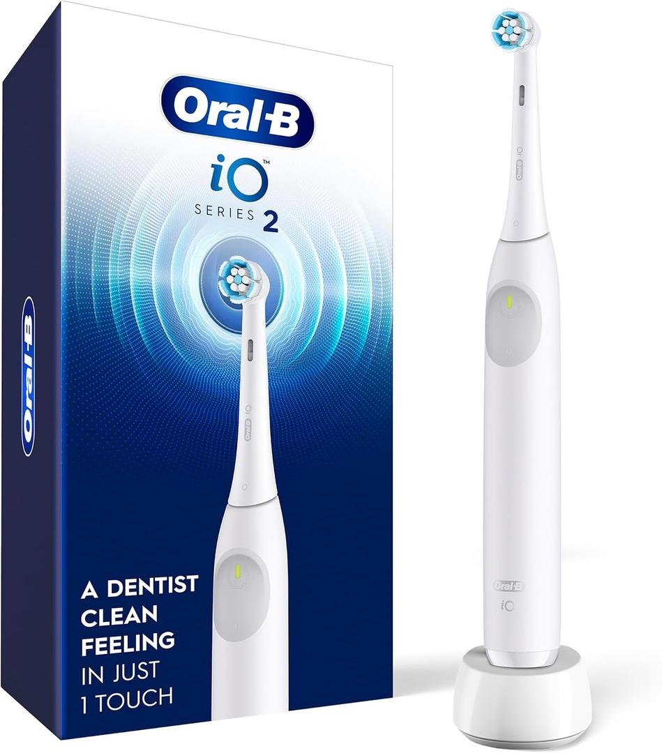 Oral-B Rechargeable Electric Toothbrush, iO2, 3 Cleaning Modes, Automatic Pressure Sensor to Protect Gums, Pure White