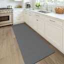 KOZYFLY Woven 2x7 Washable Kitchen Runner Rug, Non Slip Runners for Hallway, Cotton Entryway Runner, Braided Floor Carpet for Entry, Kitchen, Bedside, Hall, Grey/Dark Grey