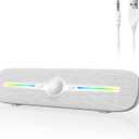 SOULION Computer Speakers for Desktop, USB Powered Bluetooth PC Speaker with Led Light, 3.5mm Aux Soundbar with Rotary Volume Control Button for Laptop Monitor White