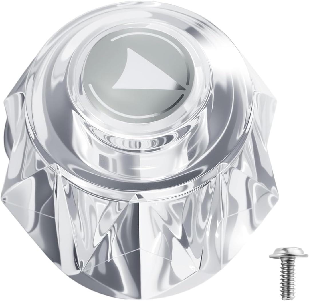 H71 Shower Handle Replacement, Compatible with Delta 1300/1400/1600 Series Single Tub & Shower Faucets Handle, Clear Acrylic Shower Knob with Button and Screw Part
