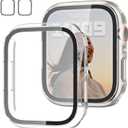 JZK 2 Pack Case with Tempered Glass Screen Protector for Apple Watch SE(2023) Series 6/5/4/SE 40mm, Slim Guard Bumper Full Coverage Hard PC Protective Cover HD Ultra-Thin Cover for iWatch 40mm,Clear