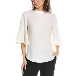 Trina Turk Women's Flutter Sleeve top, Whitewash, Size XS