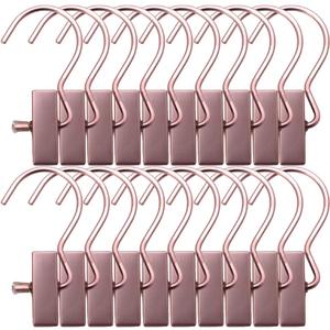 Boot Hangers Clips Hanging Laundry Hooks Clothes Pins Hanger with Clip, Portable Rose Golden Home Travel Hangers for Socks Towels Shoes Clamps,Heavy Duty Closet Hanger Organizer (20 Pack)