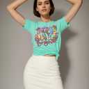 100 Day Brighter Shirt Women Teacher School T-Shirt 100 Days School Teacher Tee Tops (Blue, L)