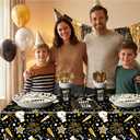 KatchOn, New Years Eve Tableware Set - Serves 25 Guests | Happy New Year Plates and Napkins for New Years Eve Party Supplies 2026 | Nye Tablecloth for Happy New Year Decorations 2026