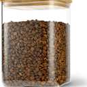D2scrma 122oz Airtight Glass Square Storage Canister with Bamboo Lid Set of 1 (3600ml) Gallon Glass Jars Large Kitchen Canister for Sugar, Flour, Cookies and Coffee beans (‎with Black Lable)