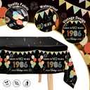 3PCS Vintage 40th Birthday Tablecloths, 1986 Theme Cheers to 40 Years Table Covers for Men Women, 1986 Retro 54" x 108" Table Cloth Plastic Rectangular, Happy 40th Birthday Anniversary Party Supplies