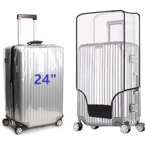 Clear PVC Suitcase Cover Protectors Transparent Luggage Cover Waterproof Wheeled Suitcase Dust Covers Dustproof Travel Luggage Sleeve Protector (24")