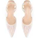 Slingback Mesh Mule Heels for Women with 3.75 Inches Heel (9, Beige)