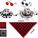 Eorbow 6 Pack Dog Cowboy Costume, Pet Cow Boy Hat for Halloween, 2 Adjustable Cat Cow Boy Hats with 2 Pcs Bandana Scarfs & 2 Sunglasses, West Cowboy Cosplay Party Accessories for Small Dog Cat
