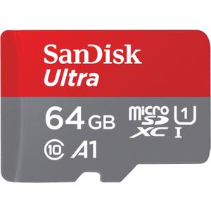 SanDisk 64GB Ultra microSDXC UHS-I Memory Card with Adapter - Up to 140MB/s, C10, U1, Full HD, A1, MicroSD Card - SDSQUAB-064G-GN6MA