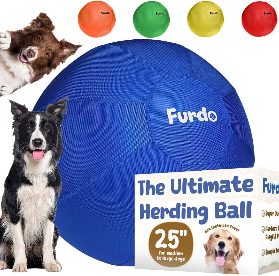 25" Herding Ball for Dogs, for Australian Shepherd, for Cattle, for Border Collie, for Blue Heelers & Other Medium to Large Dogs, Herding Dog Ball, Herding Dog Toys, Horse Ball - Blue