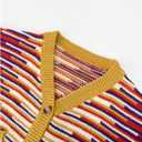 RoseSeek Women's Striped Color Block Sweaters Button Down Long Sleeve Cardigans Crop Tops (S)