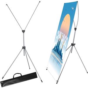 4 Pack X Frame Banner Stand Fits Banner Adjustable Size Width 23" to 32" and Height 63" to 78" with Portable Travel Bag, Customize Stand for Tradeshow, Market, Store, Display, Event, Birthday & Party,Silver