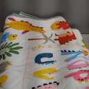 Baby Play Mat - Thicken 71x59 Inch Soft Foam Crawling Mat for Playpen & Floor, Non-Slip Waterproof Playmats for Infants & Toddlers, Portable Foldable & Machine Washable, Dinosaur & Letters