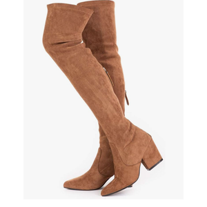 N.N.G Women Over the Knee Boots Thigh High Suede Block Winter Low Above Flat Long OTK Comfort Pointed Toe Size: 39.5
