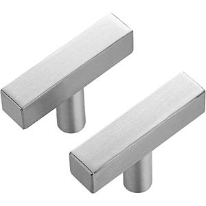 Ravinte 3 Pack Brushed Nickel T Bar Cabinet Knobs 2 Inch Square Drawer Knobs Silver Single Hole Kitchen Cabinet Pulls