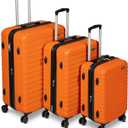Amazon Basics 3-Piece Set (21", 26", 30"), Hardshell Suitcases With Wheels, Expandable For Up to 25% More Space, With Scratch-Resistant Surface, Four Multi-directional Wheels, Orange