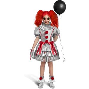Spooktacular Creations Girls Clown Costume, Evil Clown Dress, Halloween Scary Jester Costume for Girls Halloween (Small(5-7 yrs))