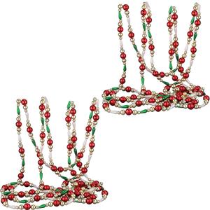 Yinder 2 Pcs 6.5 Feet Christmas Garland Plastic Bead Garland for Xmas Party Supplies Holiday Favors